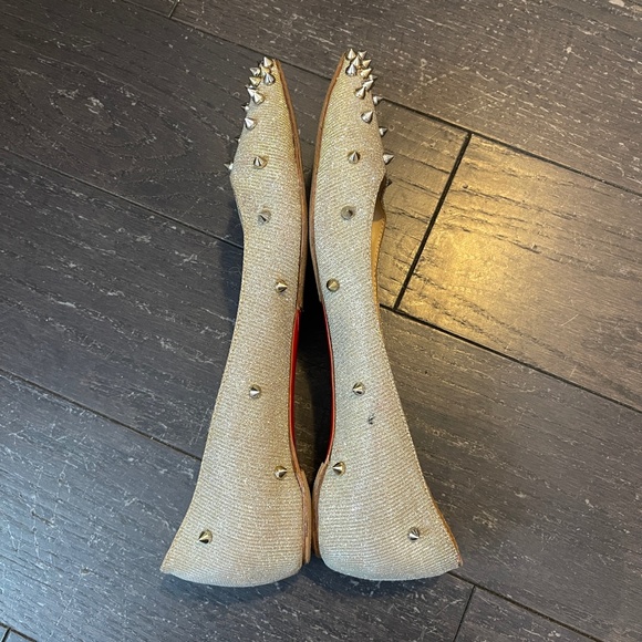 Christian Louboutin Metallic Gold/Silver Lurex Degraspike Ballet Flats size 39 - Picture 7 of 11
